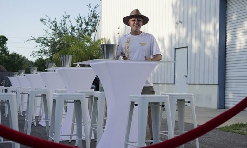 Party event rentals Tampa lounge setup with modern sofas and tables